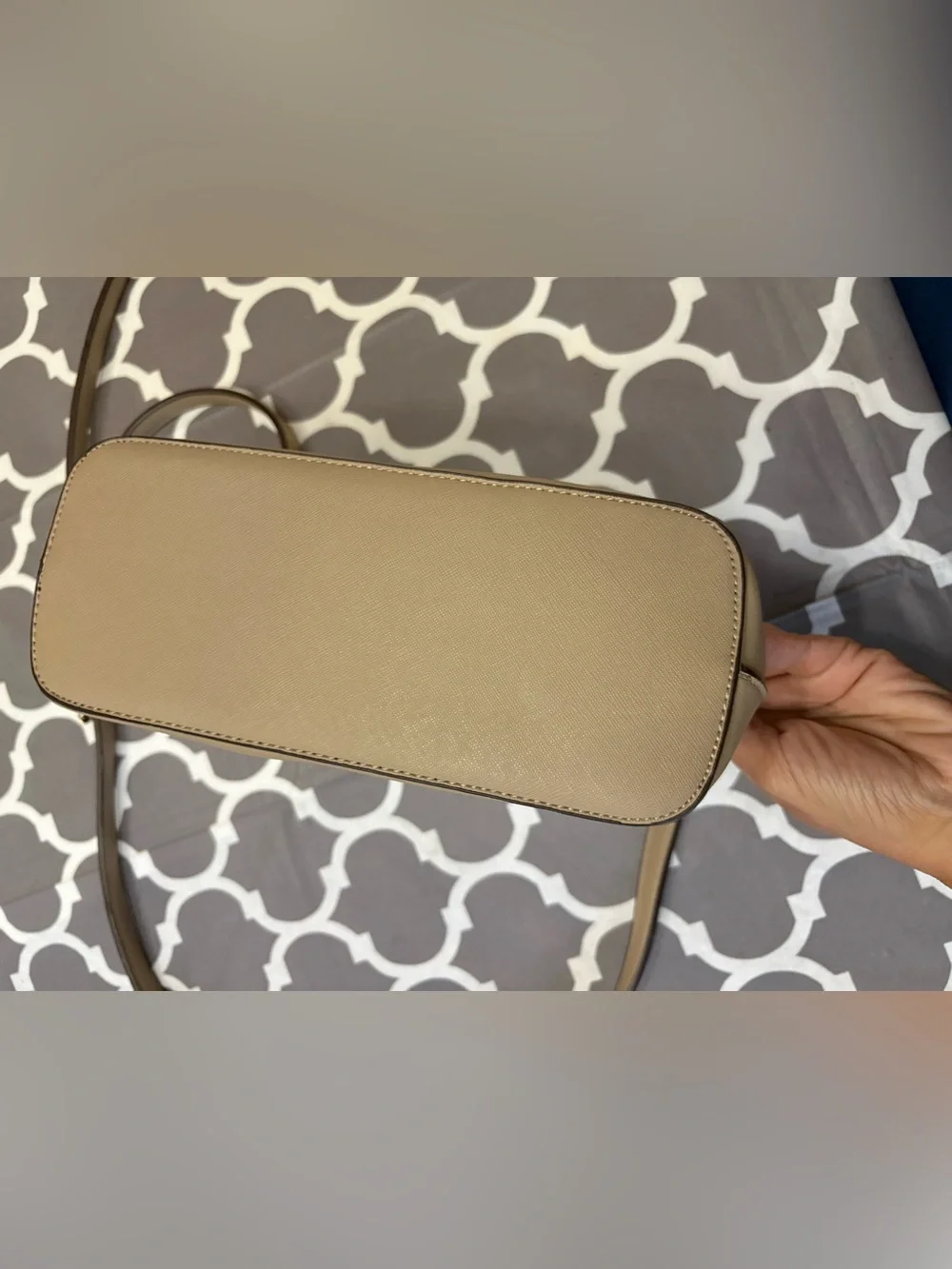 Kate Spade tan Saffiano leather dome crossbody bag purse